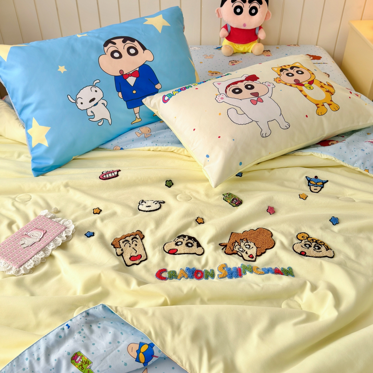 91家纺网 家纺一手货源 找家纺 （总）一霖家纺 2026新款高克重云朵棉正版蜡笔小新夏凉被空调被夏被四件套  小红书热推爆款