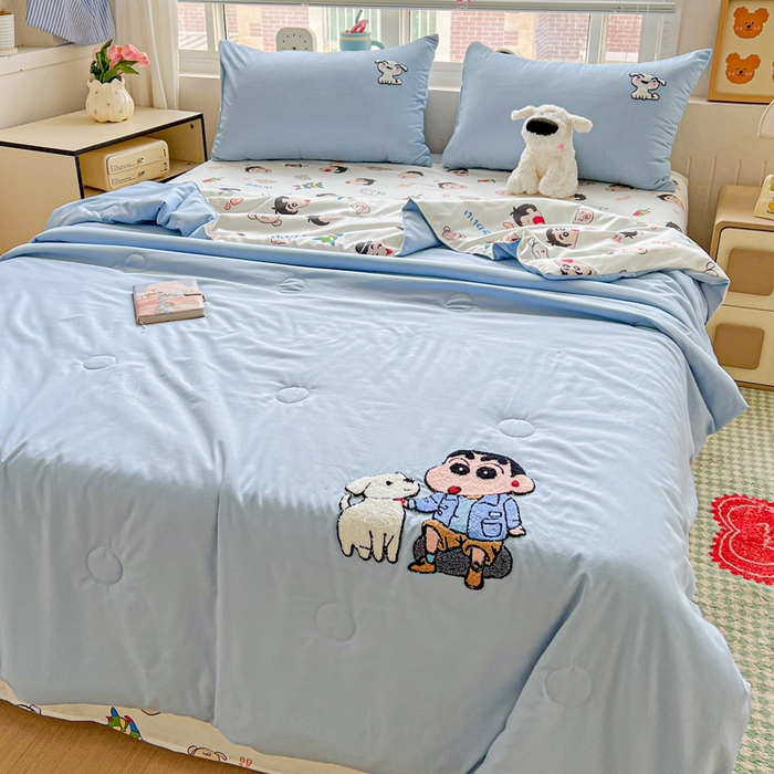 91家纺网 家纺一手货源 找家纺 一霖家纺 2026新款高克重云朵棉正版蜡笔小新夏凉被空调被夏被四件套  小红书热推爆款 夏被-小新和大白