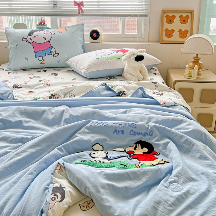 一霖家纺 2026新款高克重云朵棉正版蜡笔小新夏凉被空调被夏被四件套  小红书热推爆款 夏被-遛小白