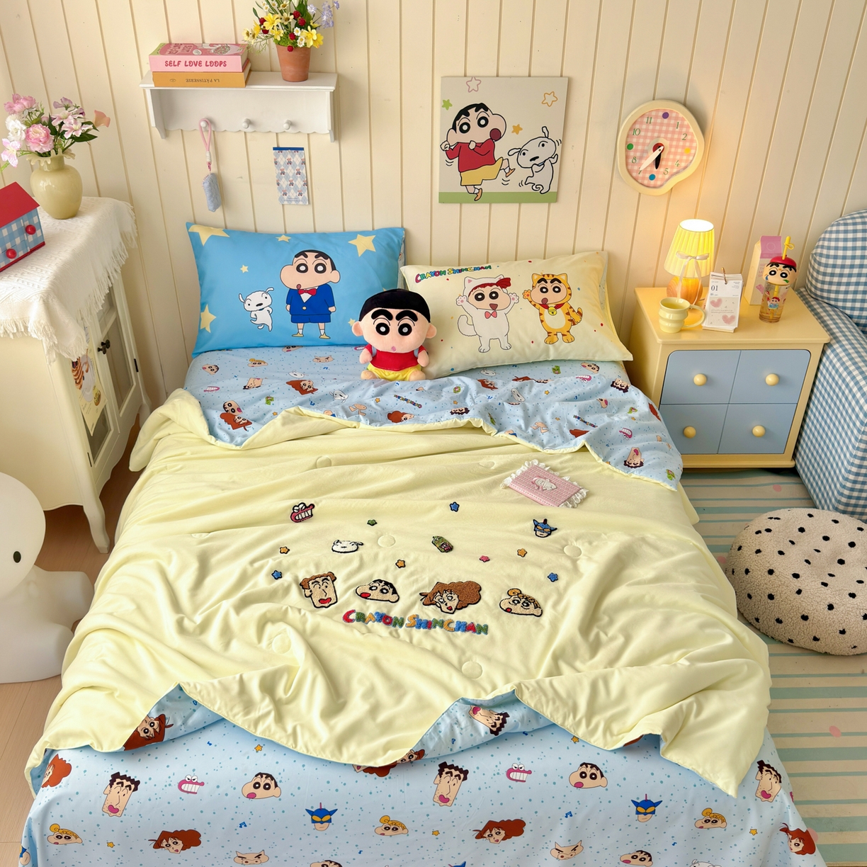 91家纺网 家纺一手货源 找家纺 一霖家纺 2026新款高克重云朵棉正版蜡笔小新夏凉被空调被夏被四件套  小红书热推爆款 夏被-呆萌蜡笔小新