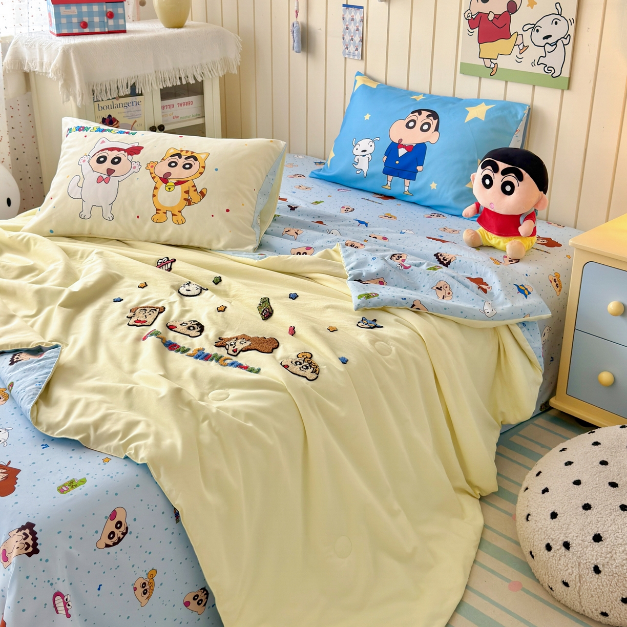 91家纺网 家纺一手货源 找家纺 一霖家纺 2026新款高克重云朵棉正版蜡笔小新夏凉被空调被夏被四件套  小红书热推爆款 夏被-呆萌蜡笔小新