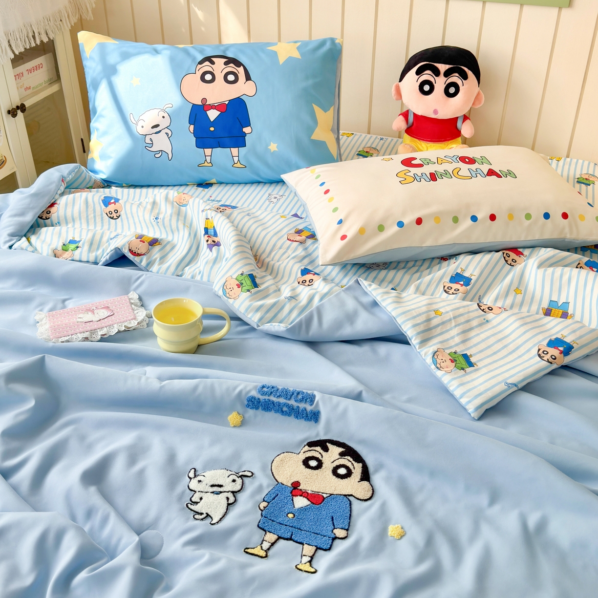 一霖家纺 2026新款高克重云朵棉正版蜡笔小新夏凉被空调被夏被四件套  小红书热推爆款 夏被-海盐蜡笔小新