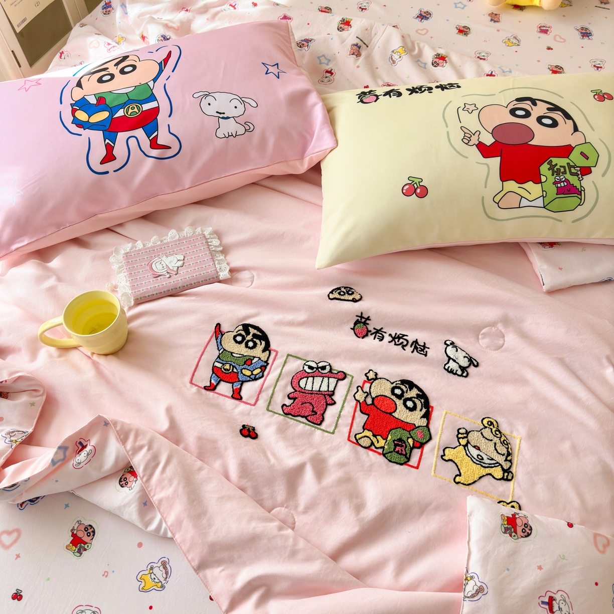 91家纺网 家纺一手货源 找家纺 一霖家纺 2026新款高克重云朵棉正版蜡笔小新夏凉被空调被夏被四件套  小红书热推爆款 夏被-小新莓有烦恼