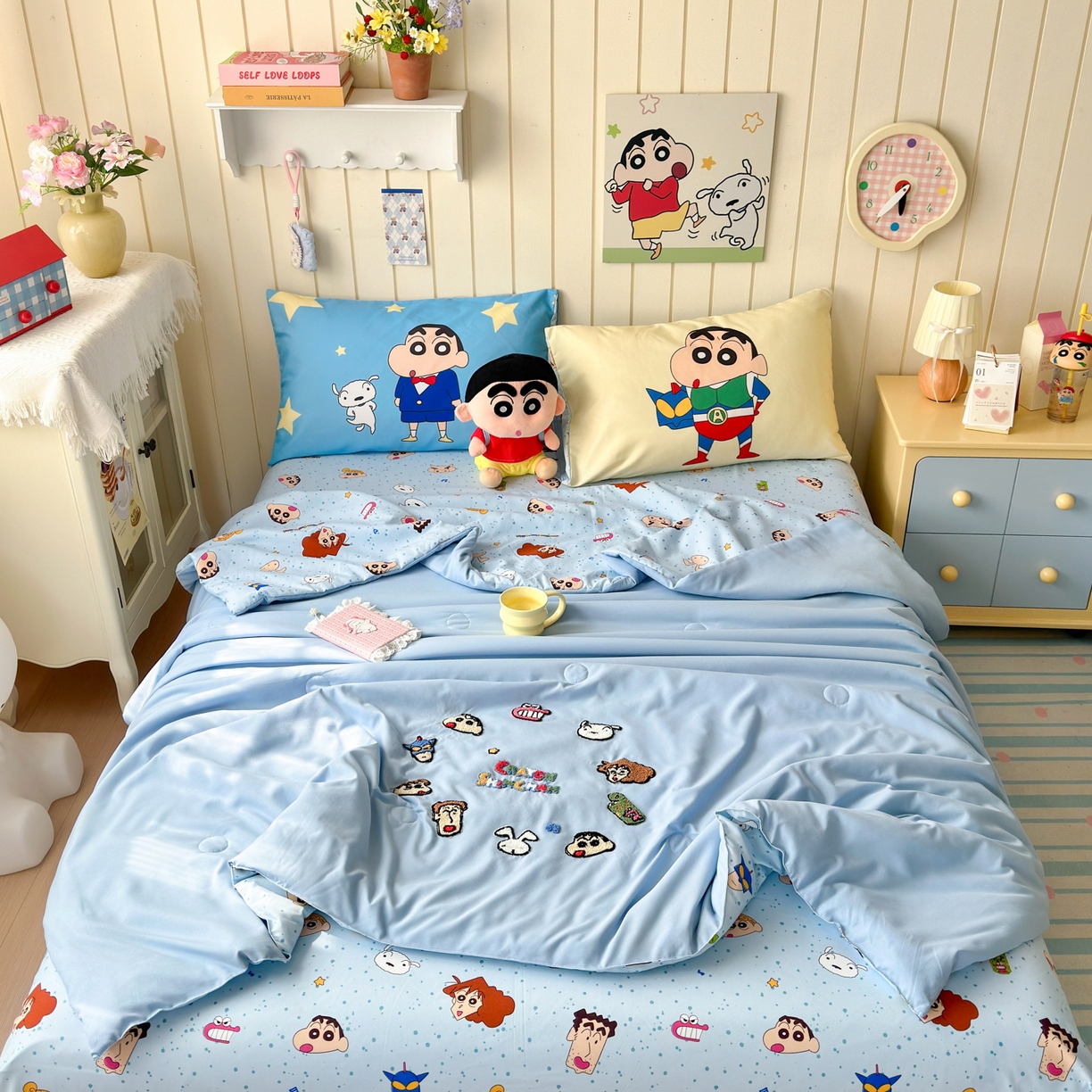 91家纺网 家纺一手货源 找家纺 一霖家纺 2026新款高克重云朵棉正版蜡笔小新夏凉被空调被夏被四件套  小红书热推爆款 夏被-小新大家族