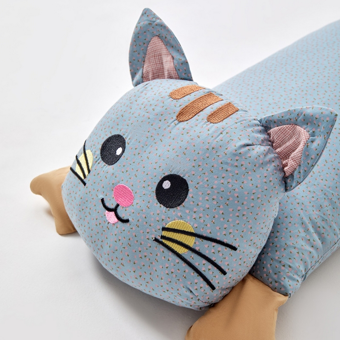 91家纺网 家纺一手货源 找家纺 蔻眠 发财猫-全棉卡通荞麦枕头儿童学生成人护颈枕芯 发财猫-蓝色