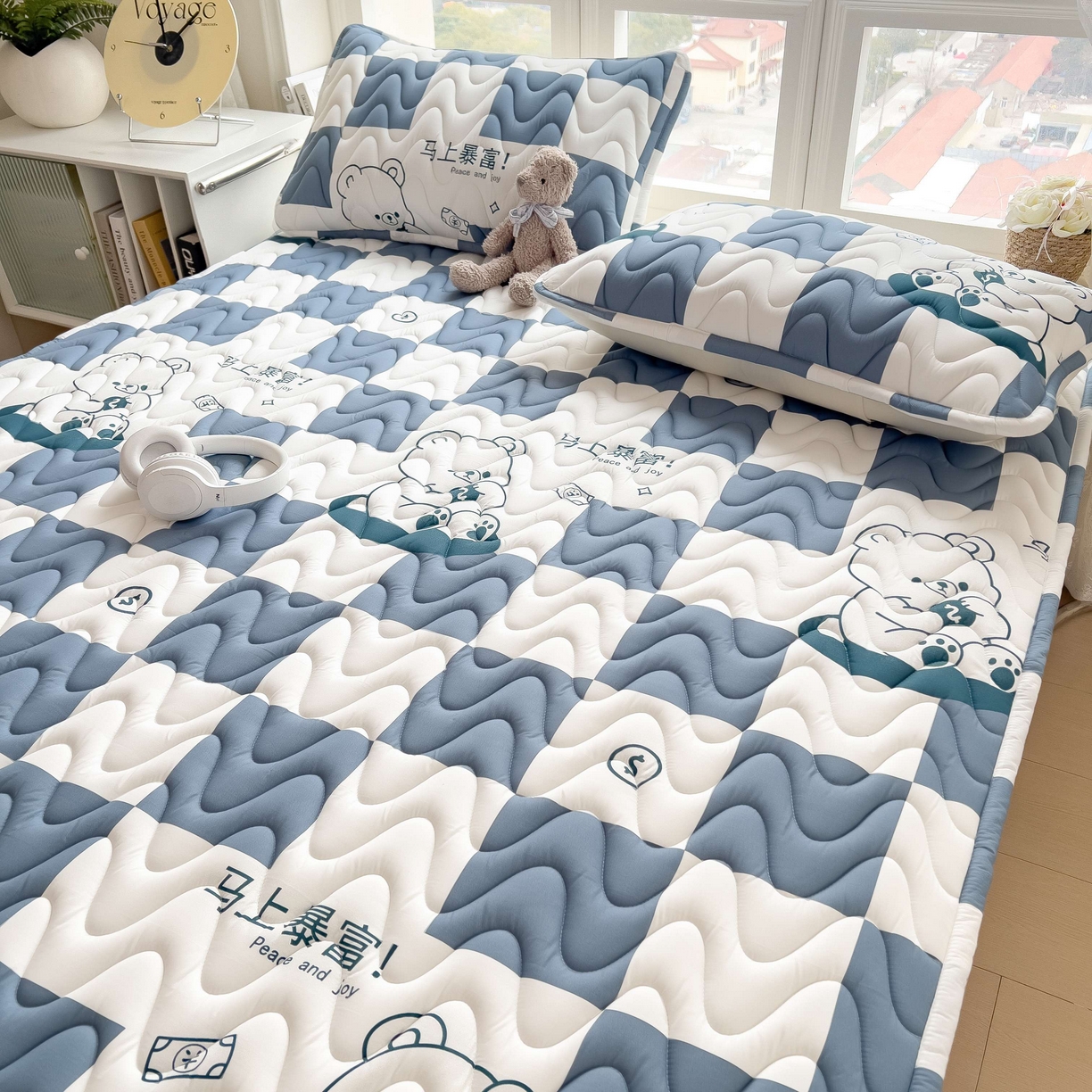 91家纺网 家纺一手货源 找家纺 希廷顿 2026新款印花夹棉防水床垫 马上暴富