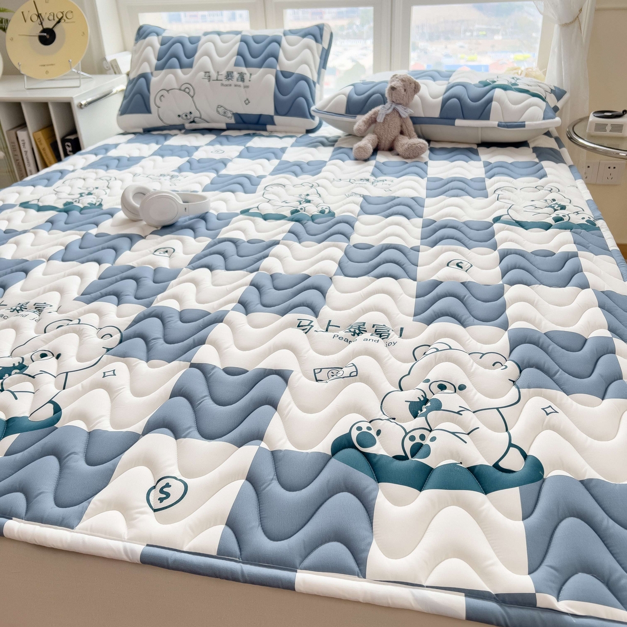 91家纺网 家纺一手货源 找家纺 希廷顿 2026新款印花夹棉防水床垫 马上暴富