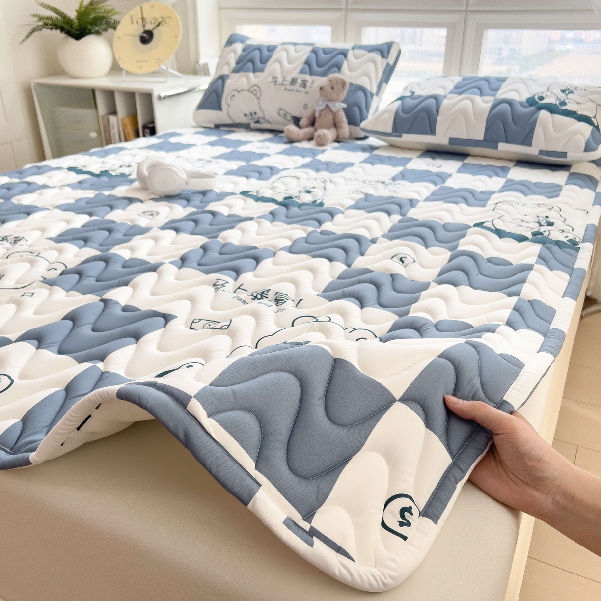 91家纺网 家纺一手货源 找家纺 希廷顿 2026新款印花夹棉防水床垫 马上暴富