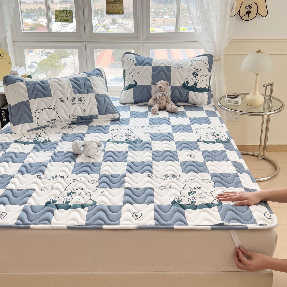 91家纺网 家纺一手货源 找家纺 希廷顿 2026新款印花夹棉防水床垫 马上暴富