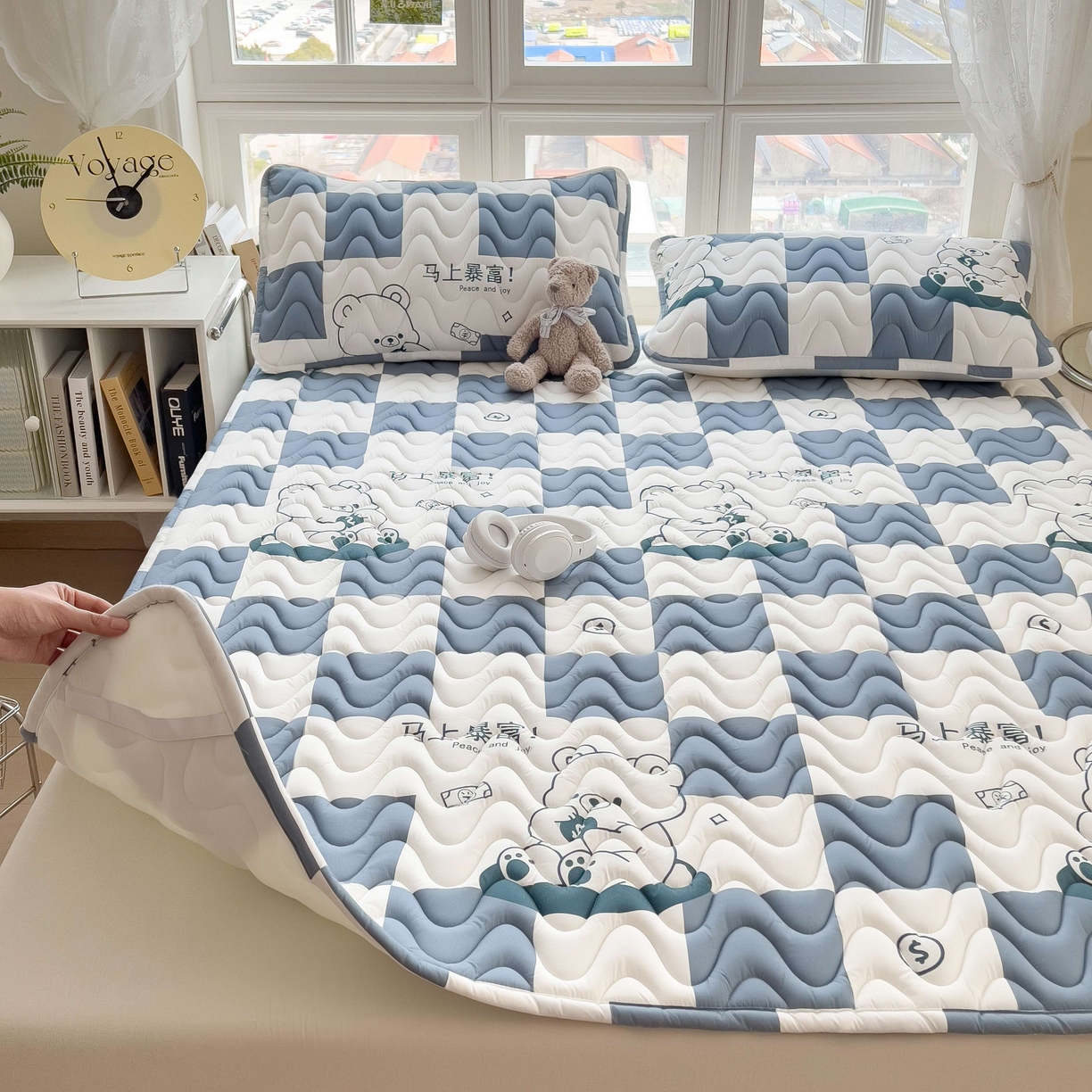 91家纺网 家纺一手货源 找家纺 希廷顿 2026新款印花夹棉防水床垫 马上暴富