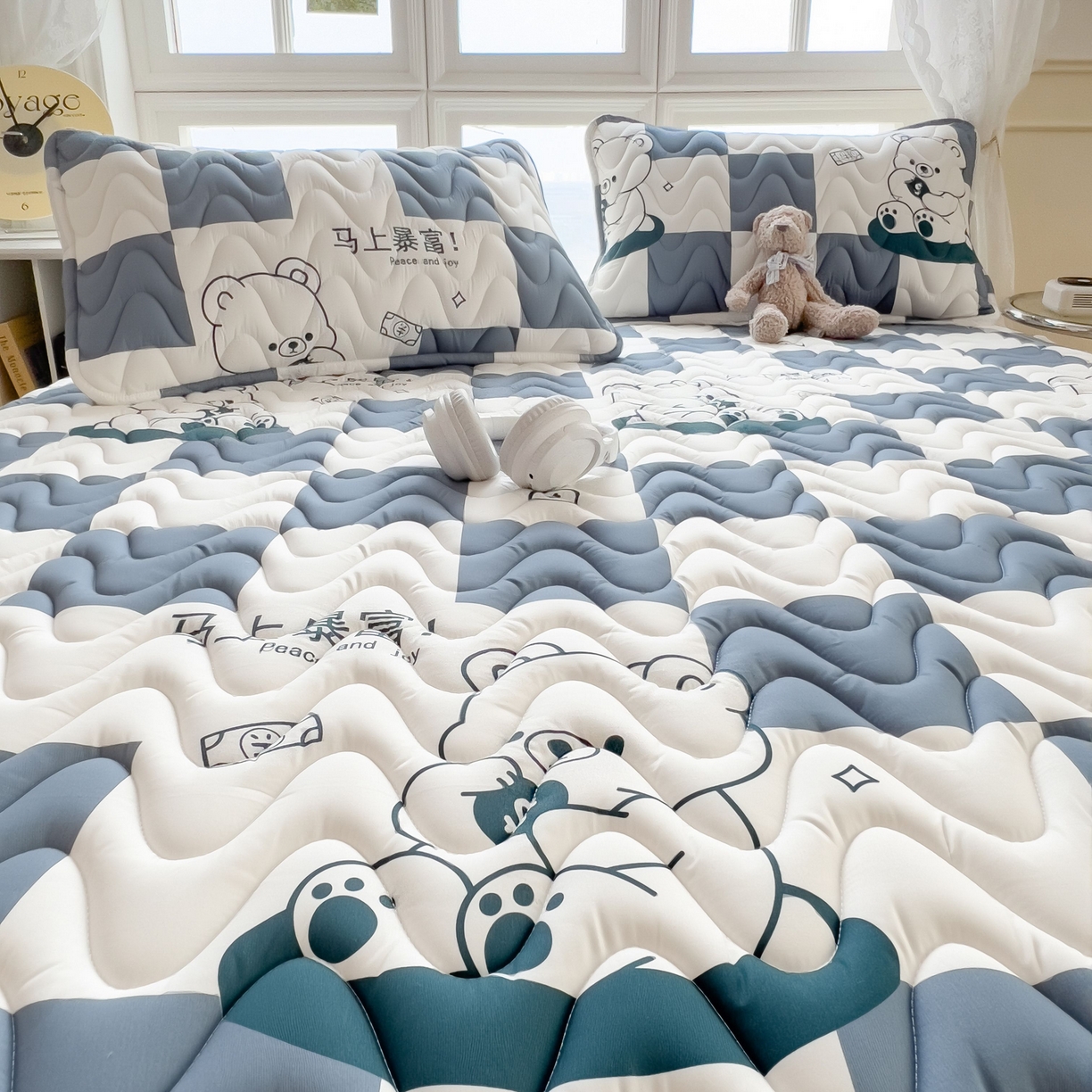 91家纺网 家纺一手货源 找家纺 希廷顿 2026新款印花夹棉防水床垫 马上暴富