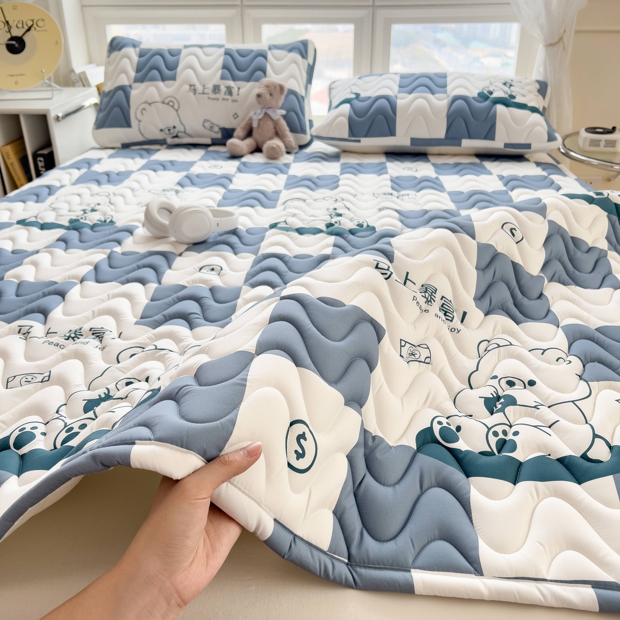 91家纺网 家纺一手货源 找家纺 希廷顿 2026新款印花夹棉防水床垫 马上暴富