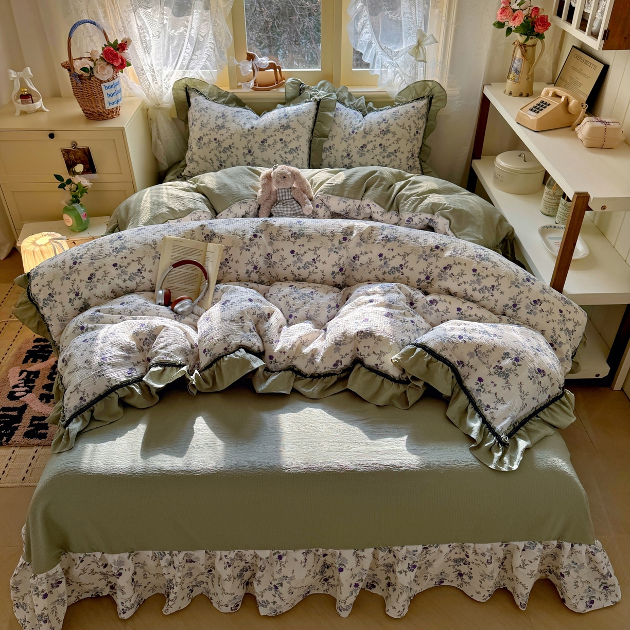 91家纺网 家纺一手货源 找家纺 （总）芭比蔓家纺 2026春夏新款皱皱纱印花四件套