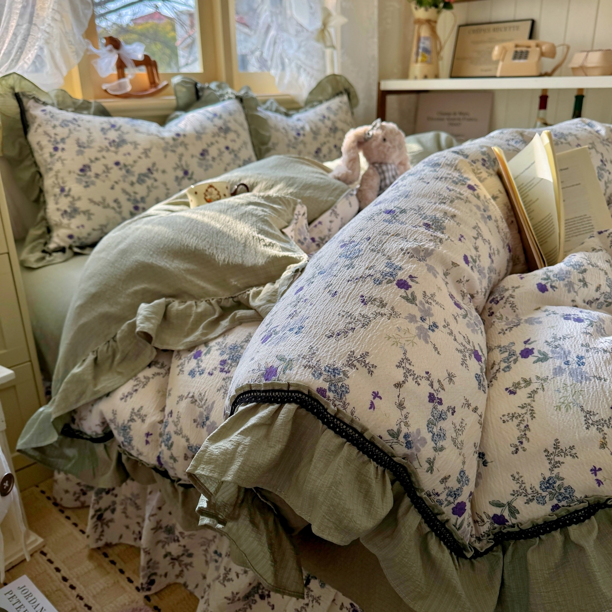 91家纺网 家纺一手货源 找家纺 （总）芭比蔓家纺 2026春夏新款皱皱纱印花四件套