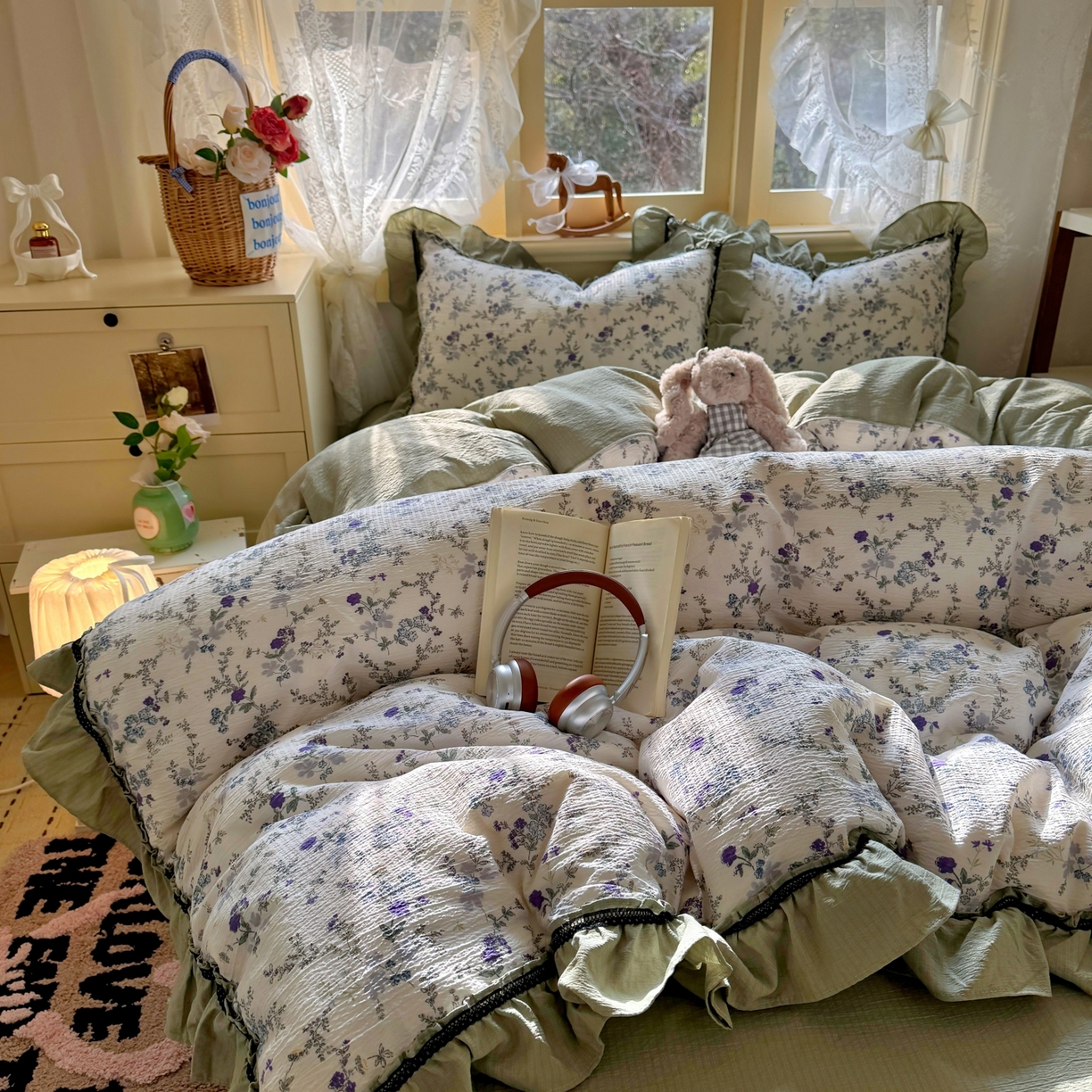 91家纺网 家纺一手货源 找家纺 （总）芭比蔓家纺 2026春夏新款皱皱纱印花四件套