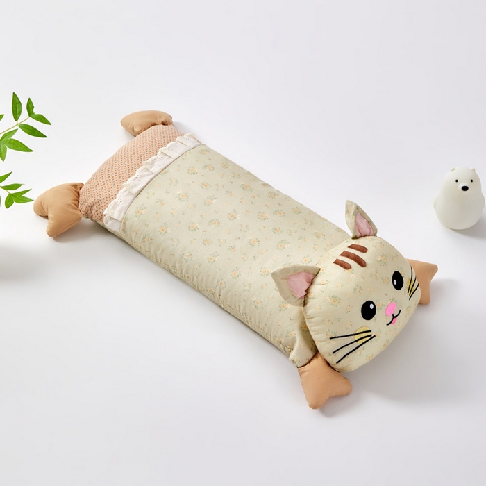 91家纺网 家纺一手货源 找家纺 蔻眠 发财猫-全棉卡通荞麦枕头儿童学生成人护颈枕芯 发财猫-绿色