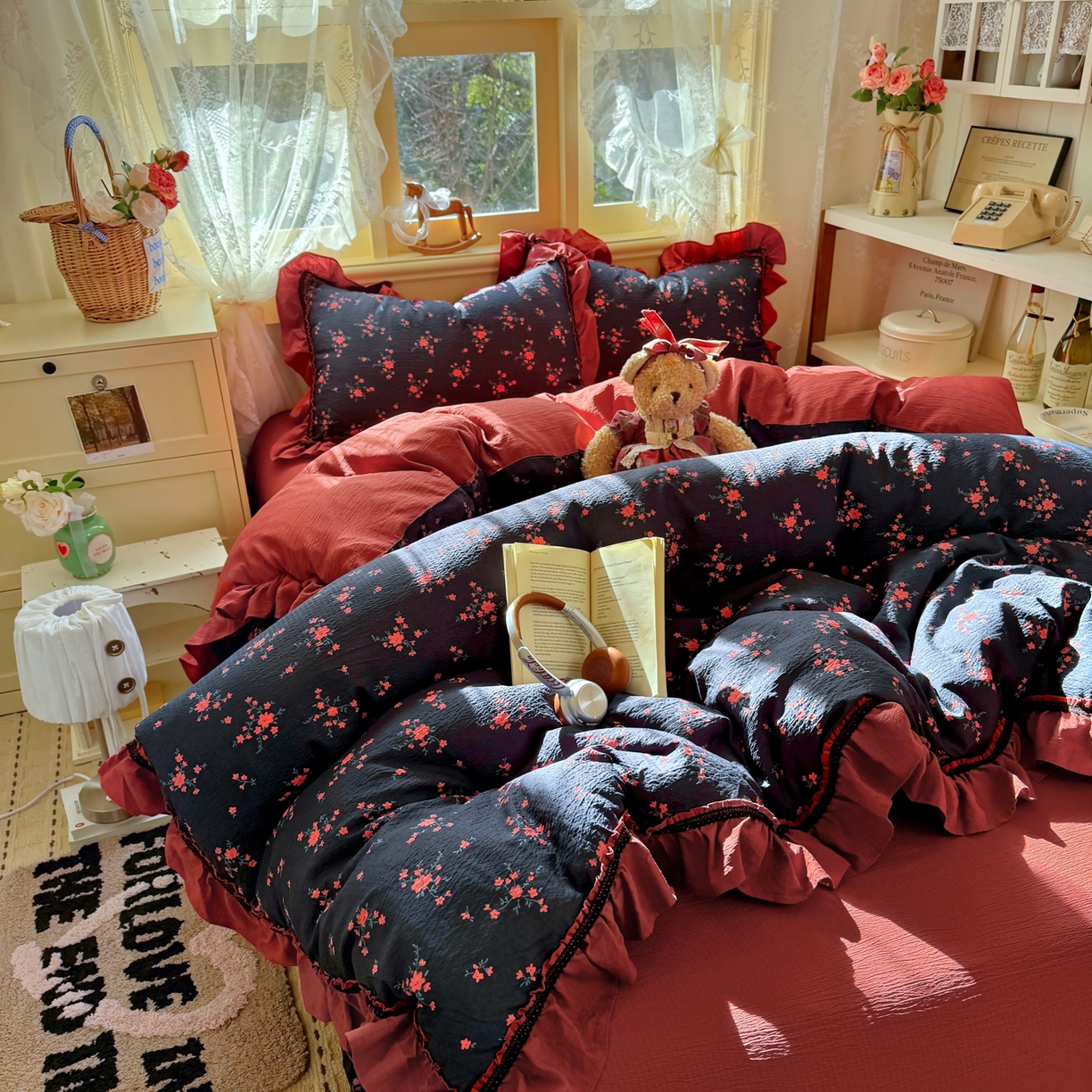 91家纺网 家纺一手货源 找家纺 （总）芭比蔓家纺 2026春夏新款皱皱纱印花四件套