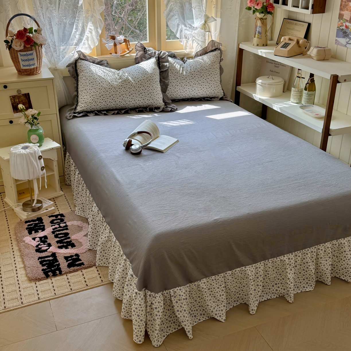 91家纺网 家纺一手货源 找家纺 芭比蔓家纺 2026春夏新款皱皱纱印花四件套 花海迷情