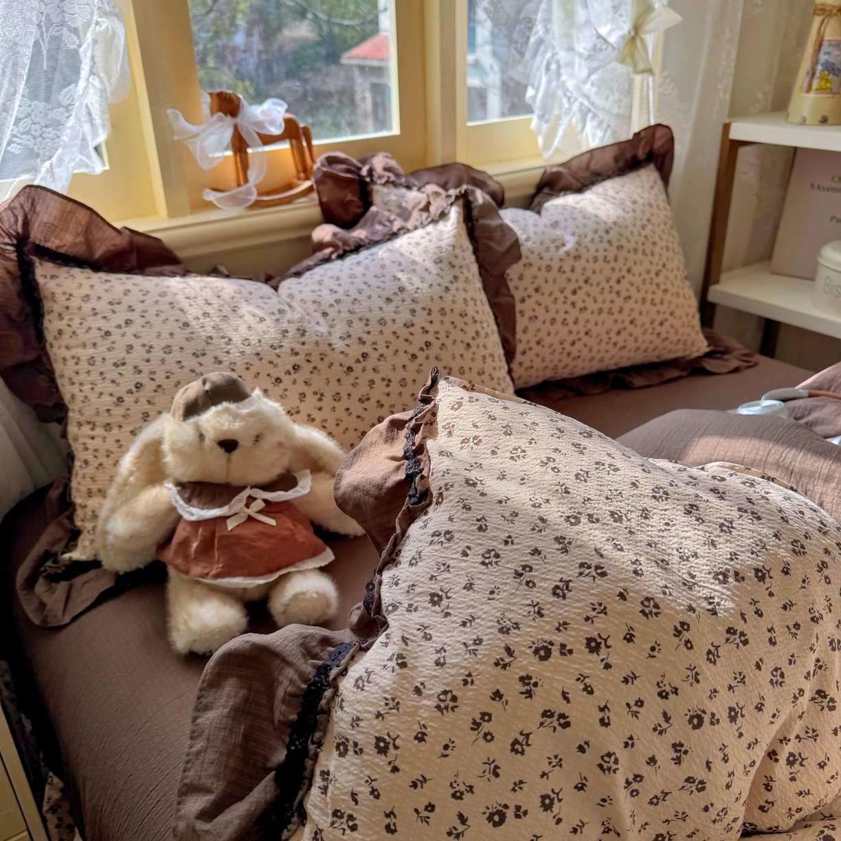 91家纺网 家纺一手货源 找家纺 芭比蔓家纺 2026春夏新款皱皱纱印花四件套 恋夏