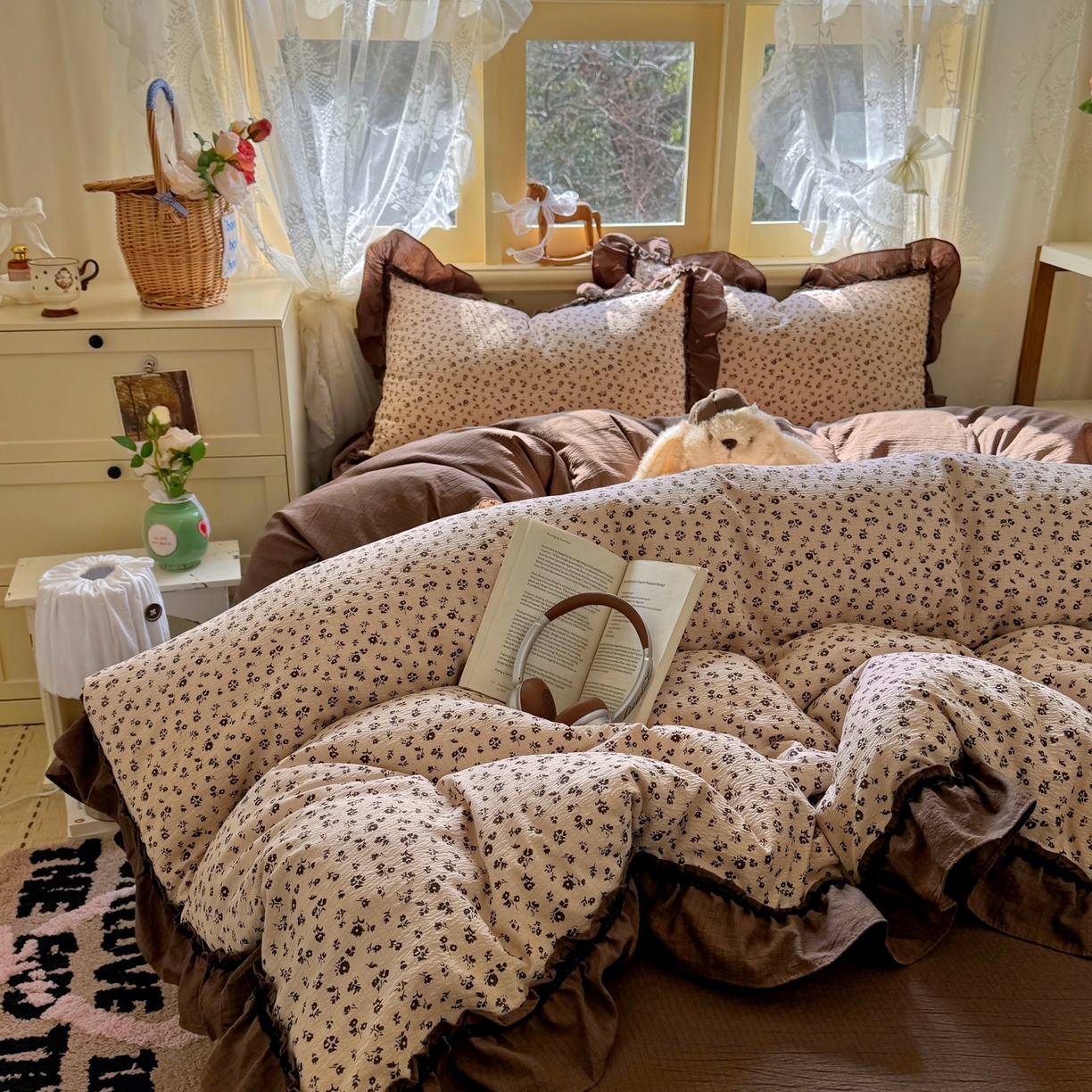 芭比蔓家纺 2026春夏新款皱皱纱印花四件套 恋夏