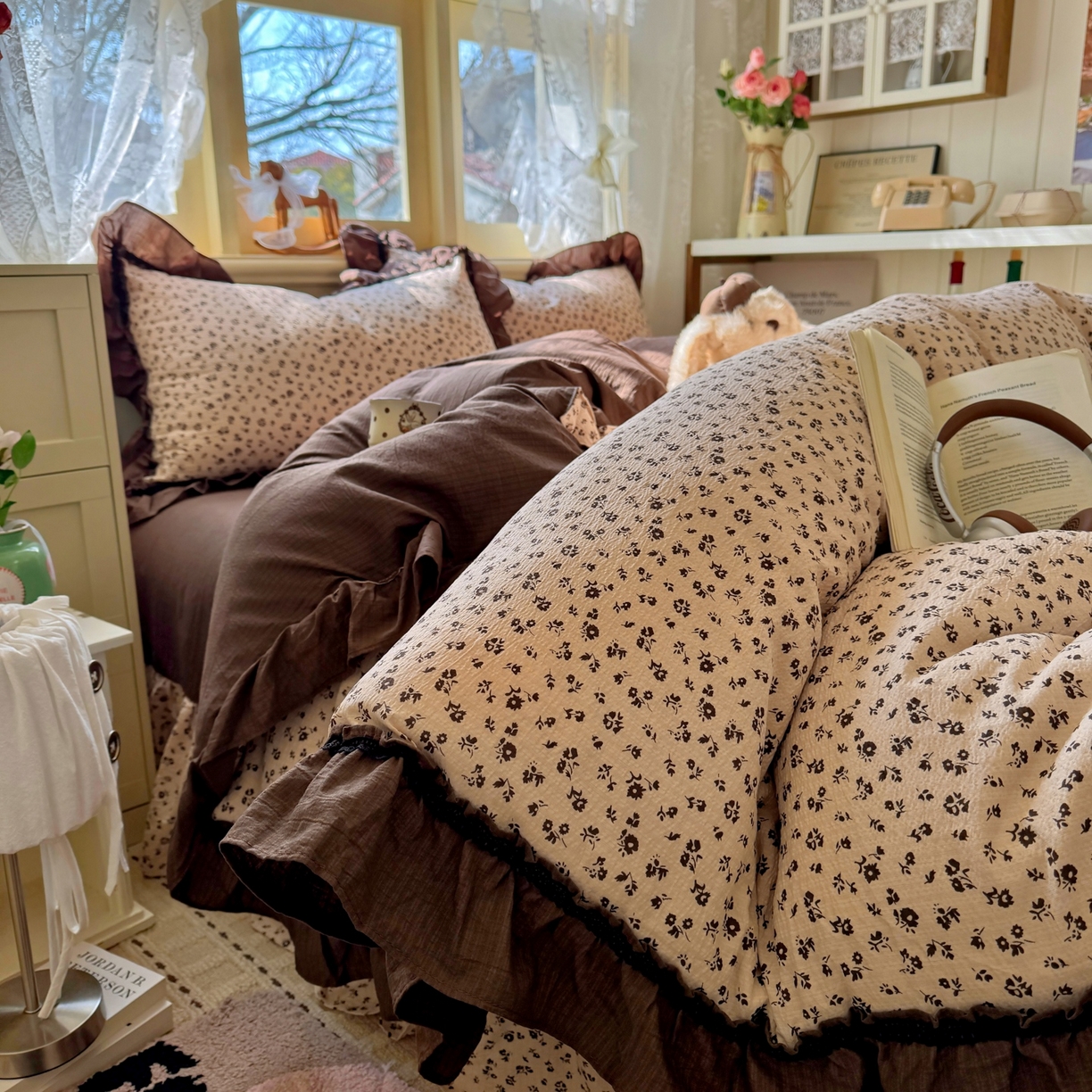 91家纺网 家纺一手货源 找家纺 芭比蔓家纺 2026春夏新款皱皱纱印花四件套 恋夏