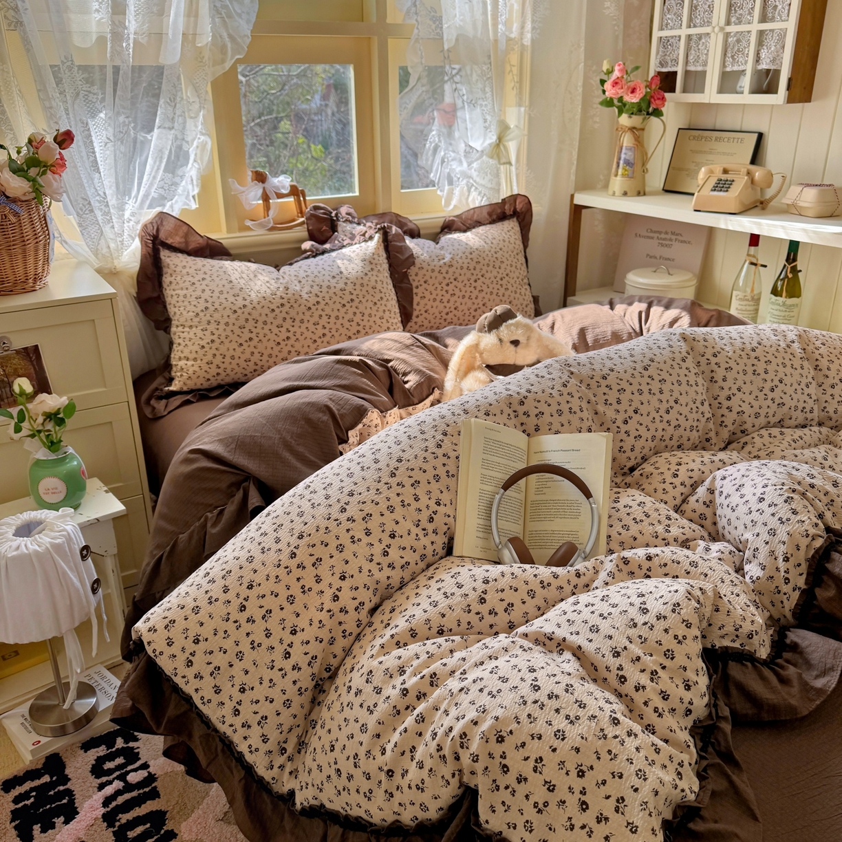 91家纺网 家纺一手货源 找家纺 芭比蔓家纺 2026春夏新款皱皱纱印花四件套 恋夏