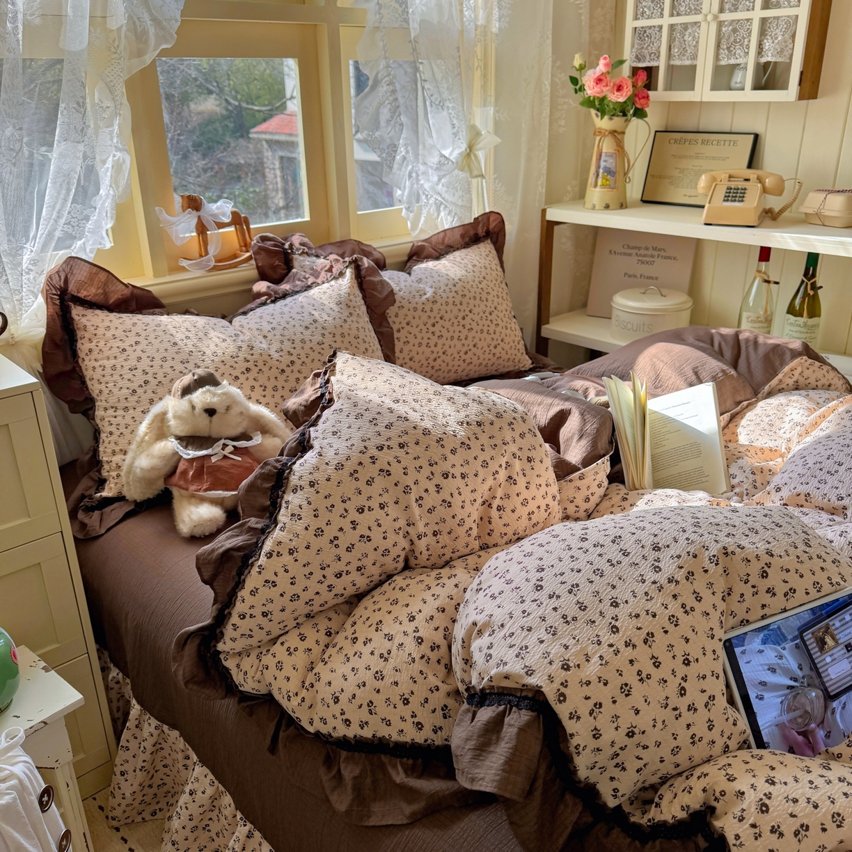 91家纺网 家纺一手货源 找家纺 芭比蔓家纺 2026春夏新款皱皱纱印花四件套 恋夏