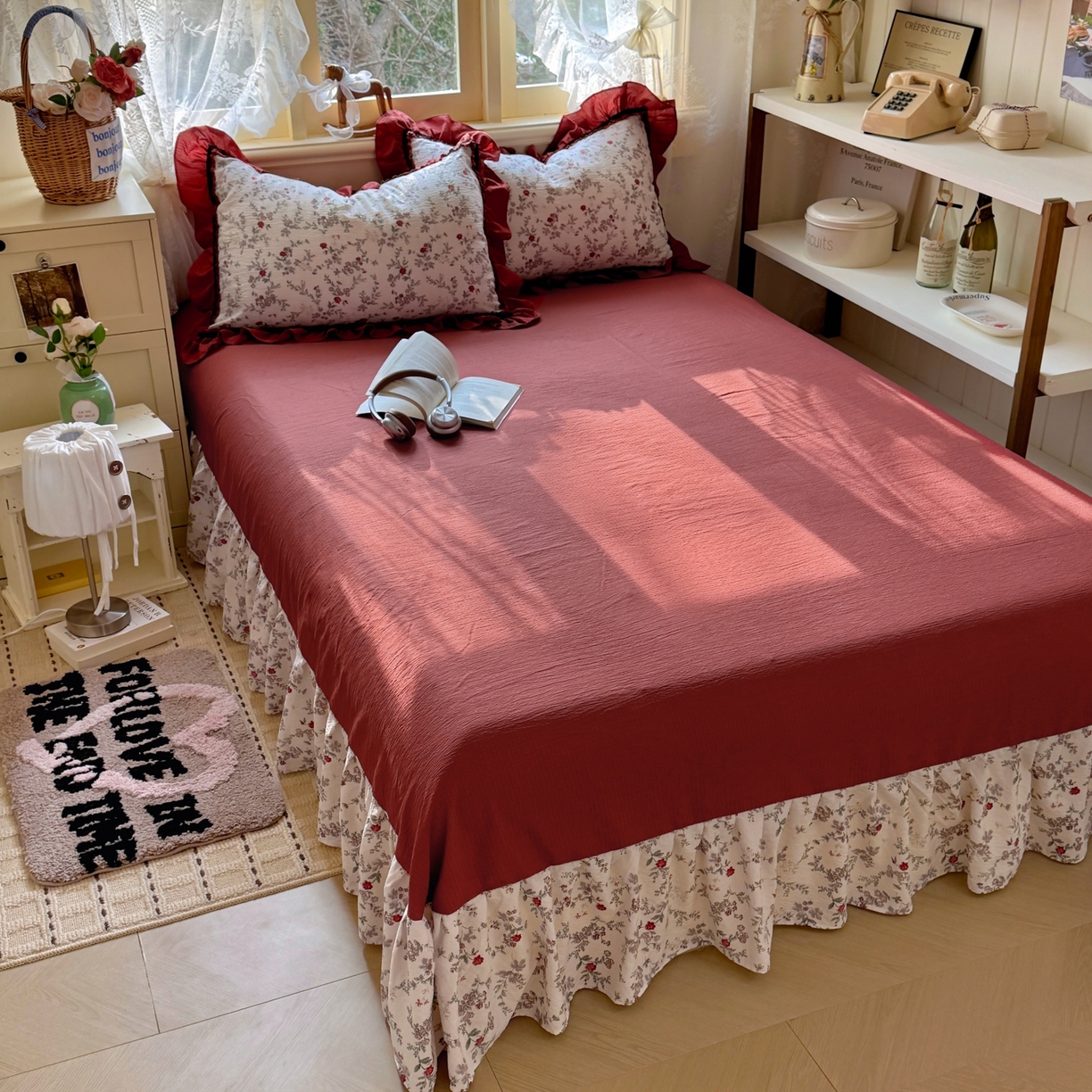 91家纺网 家纺一手货源 找家纺 芭比蔓家纺 2026春夏新款皱皱纱印花四件套 浪漫花语