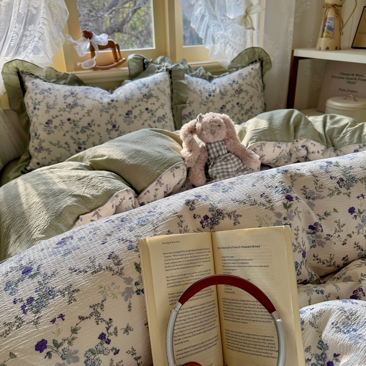 91家纺网 家纺一手货源 找家纺 芭比蔓家纺 2026春夏新款皱皱纱印花四件套 春雨情丝