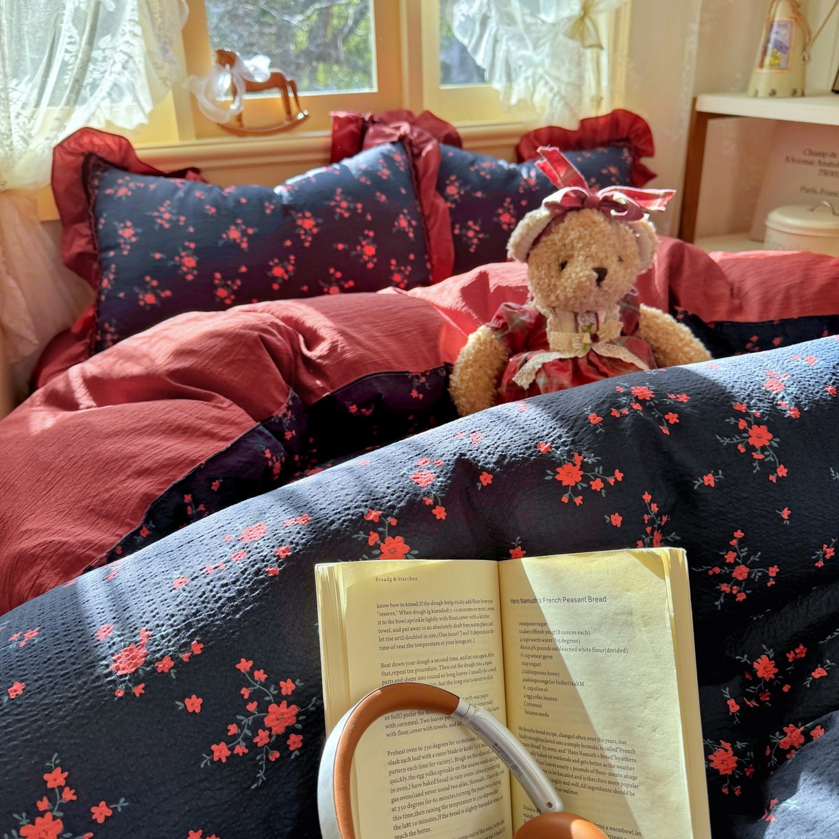 91家纺网 家纺一手货源 找家纺 芭比蔓家纺 2026春夏新款皱皱纱印花四件套 甜蜜蜜