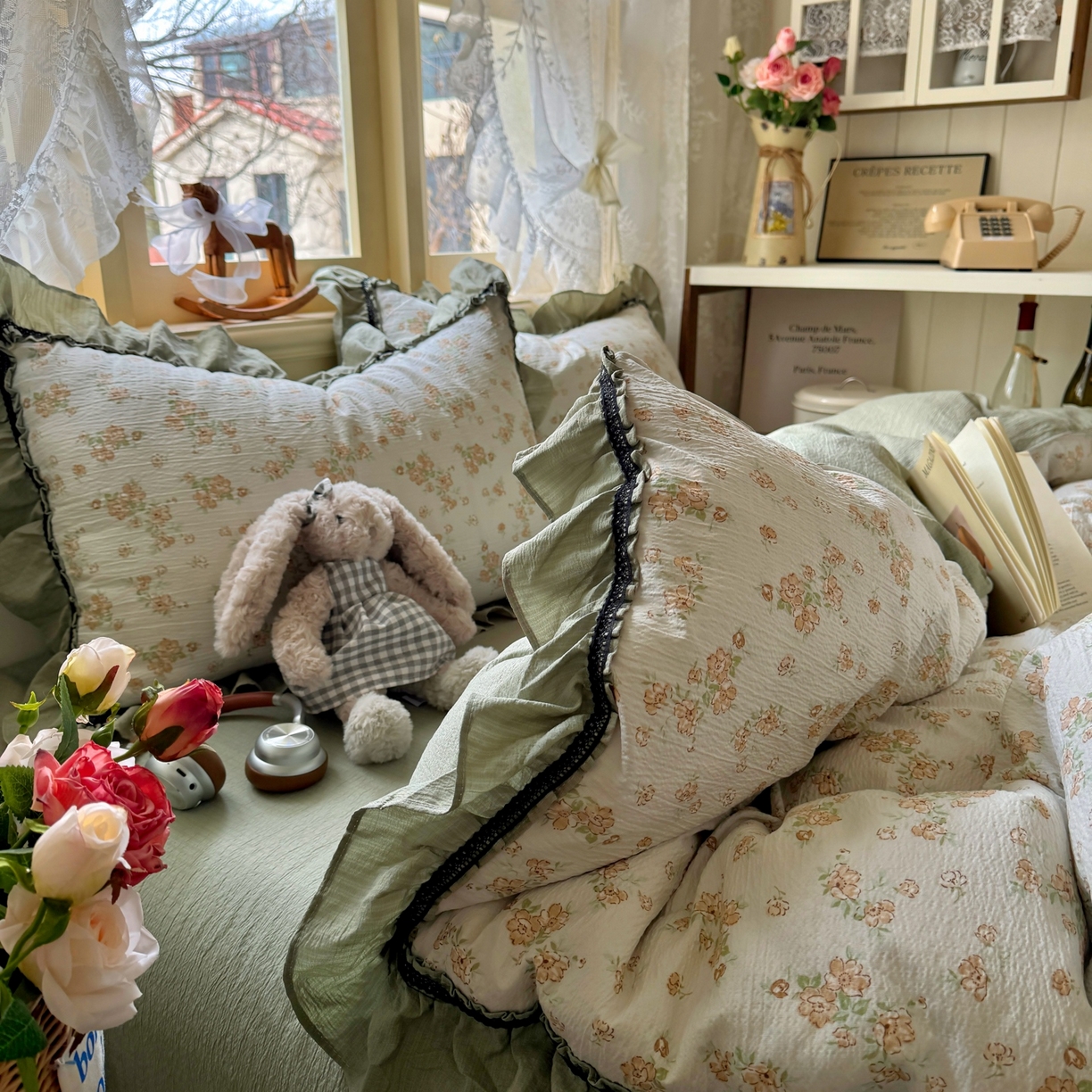 91家纺网 家纺一手货源 找家纺 芭比蔓家纺 2026春夏新款皱皱纱印花四件套 云梦