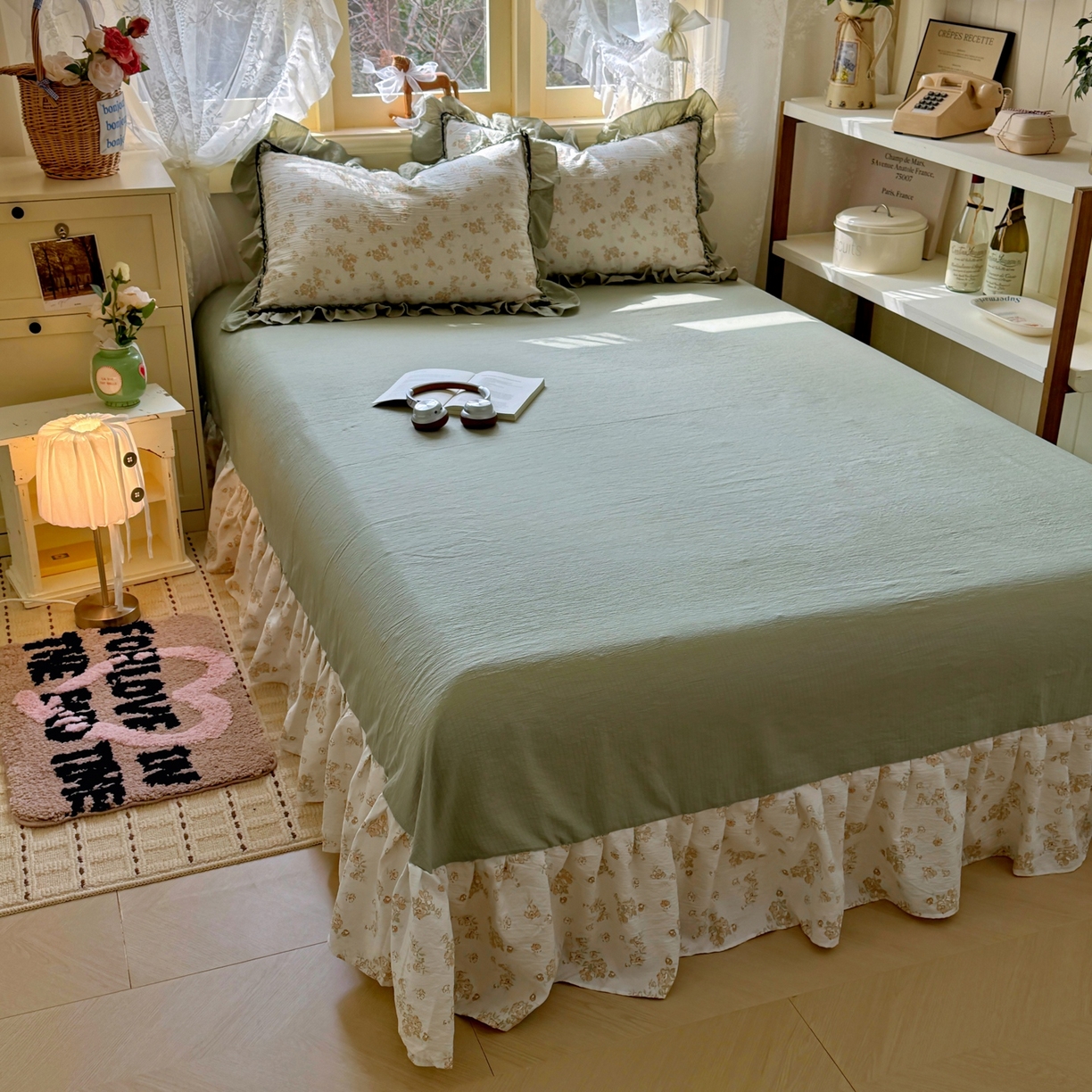 91家纺网 家纺一手货源 找家纺 芭比蔓家纺 2026春夏新款皱皱纱印花四件套 云梦