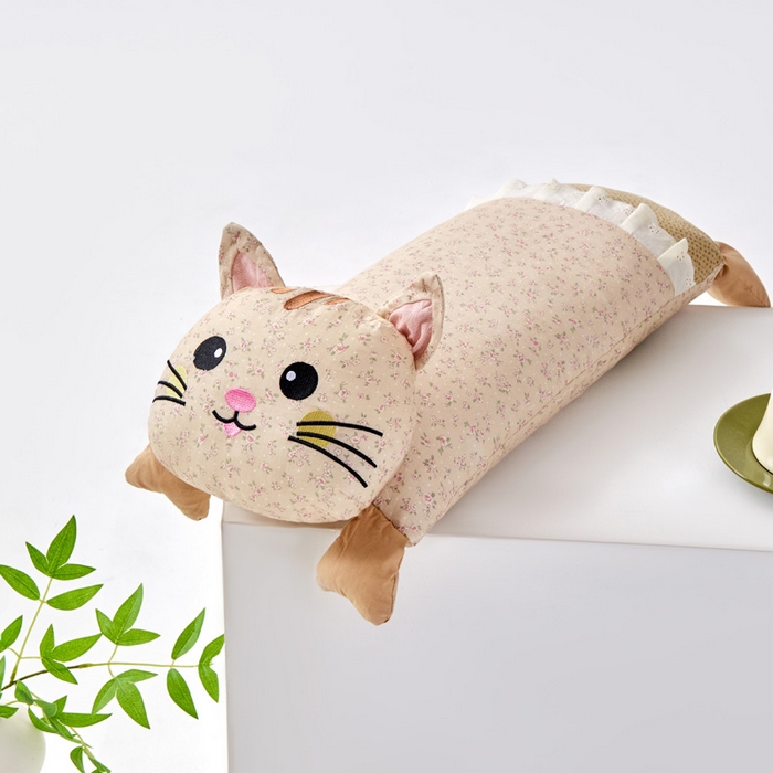 蔻眠 发财猫-全棉卡通荞麦枕头儿童学生成人护颈枕芯 发财猫-米色