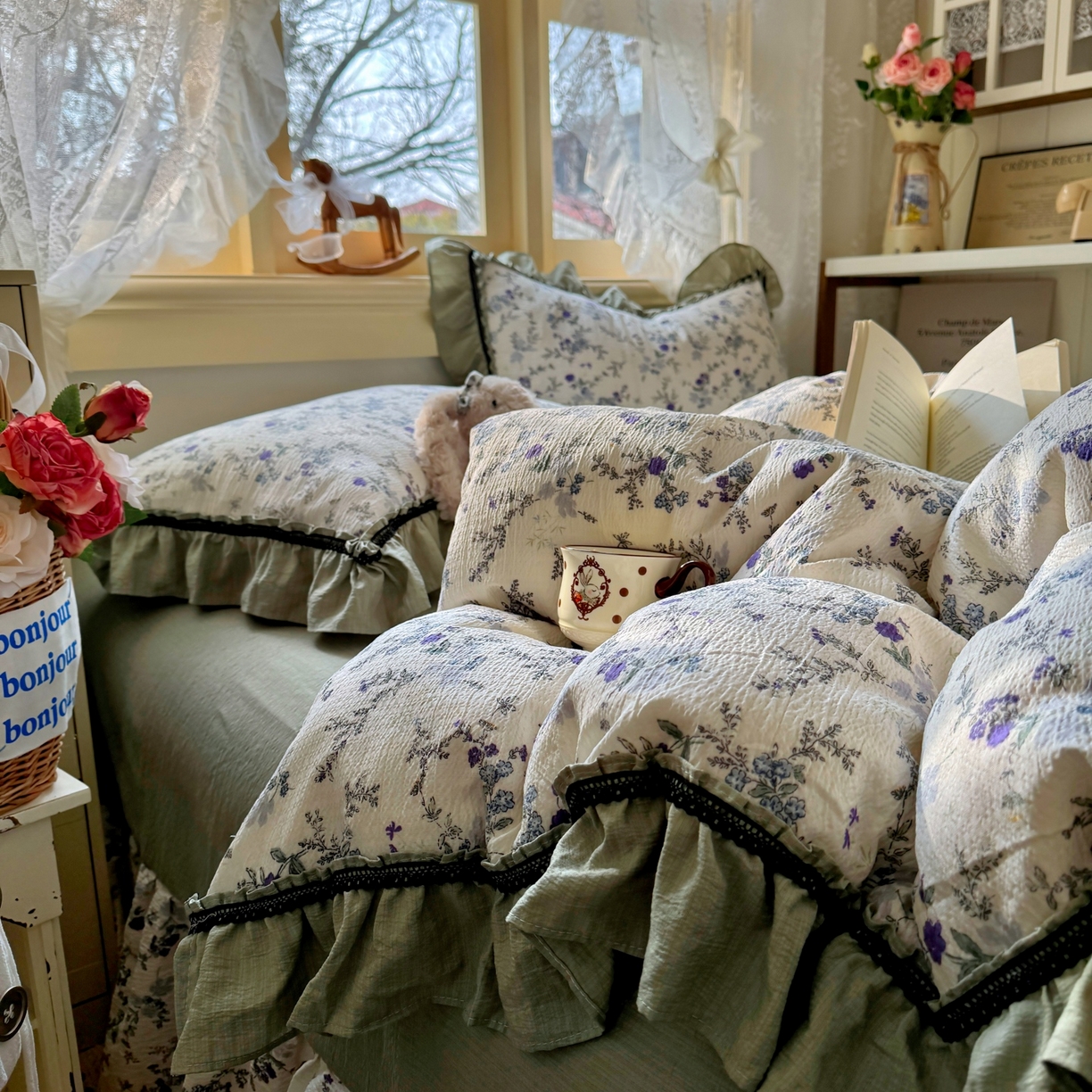 91家纺网 家纺一手货源 找家纺 （总）芭比蔓家纺 2026春夏新款皱皱纱印花四件套