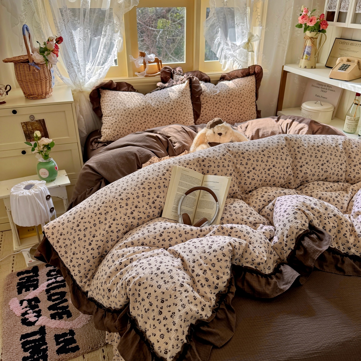 91家纺网 家纺一手货源 找家纺 芭比蔓家纺 2026春夏新款皱皱纱印花四件套 恋夏