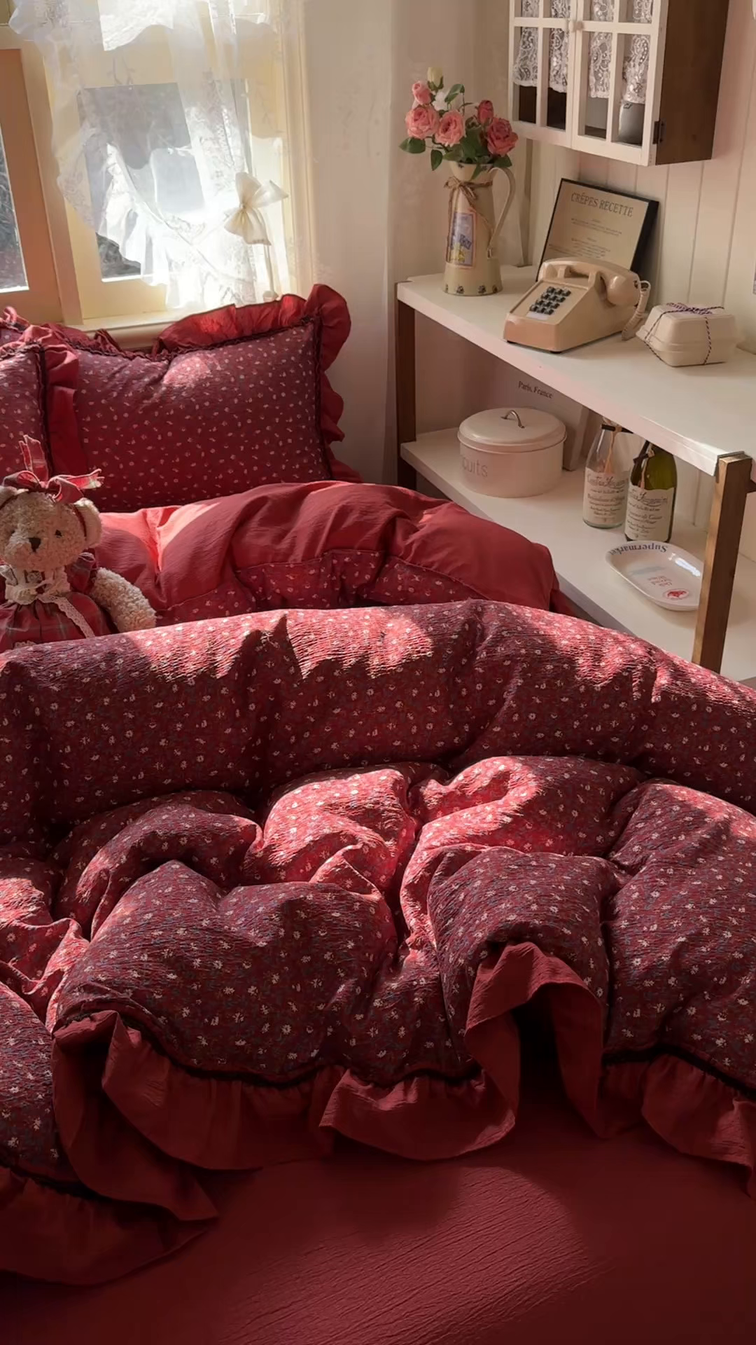 91家纺网 家纺一手货源 找家纺 芭比蔓家纺 2026春夏新款皱皱纱印花四件套 花开满满