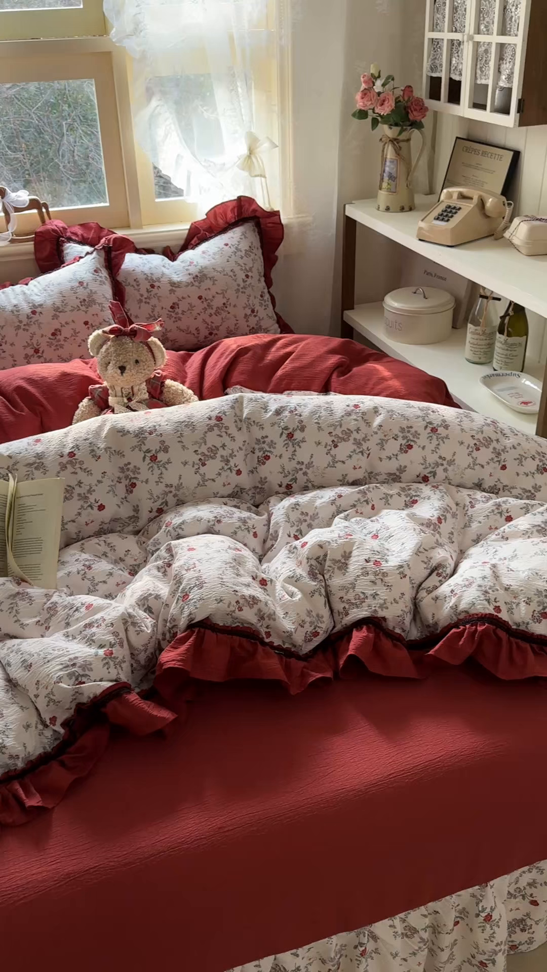 91家纺网 家纺一手货源 找家纺 芭比蔓家纺 2026春夏新款皱皱纱印花四件套 浪漫花语