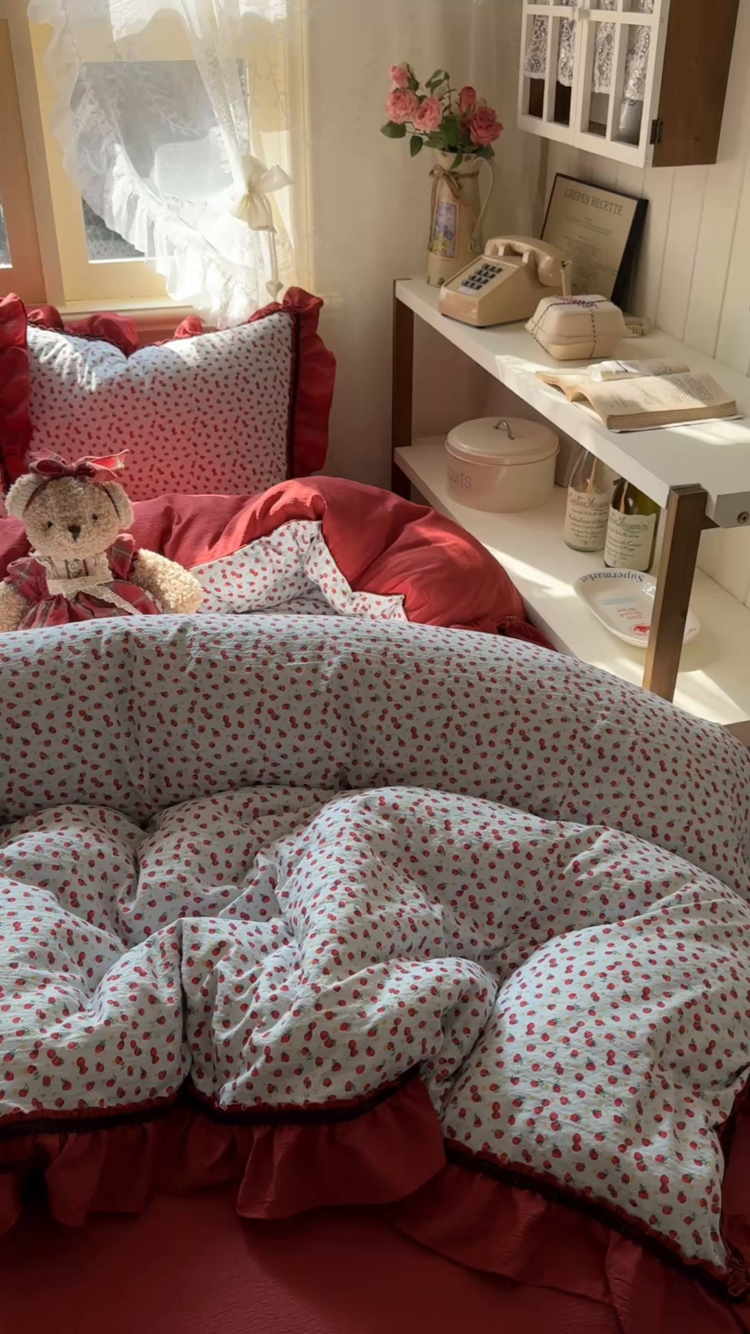 91家纺网 家纺一手货源 找家纺 芭比蔓家纺 2026春夏新款皱皱纱印花四件套 花月佳期