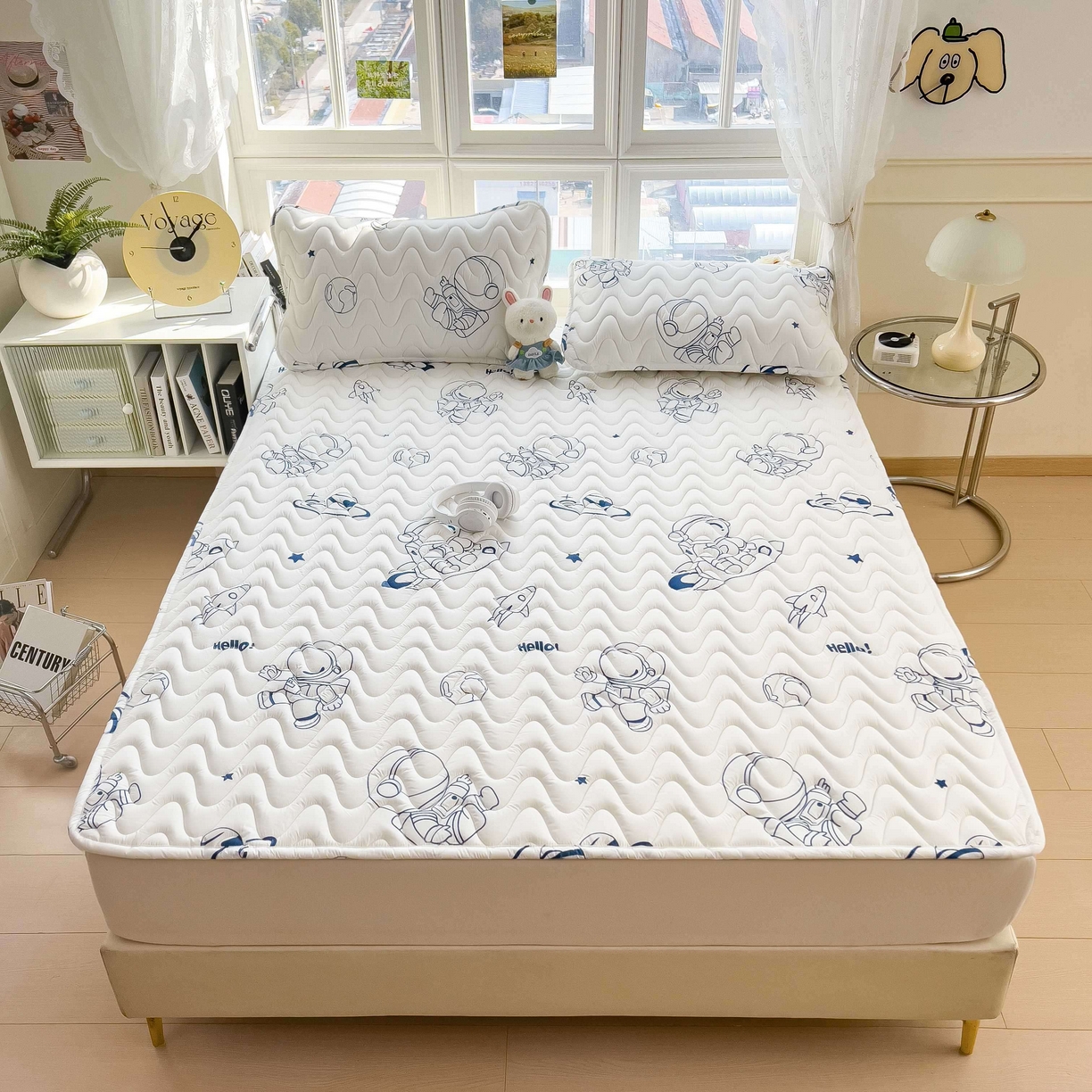 91家纺网 家纺一手货源 找家纺 希廷顿 2026新款印花夹棉防水床垫 太空人