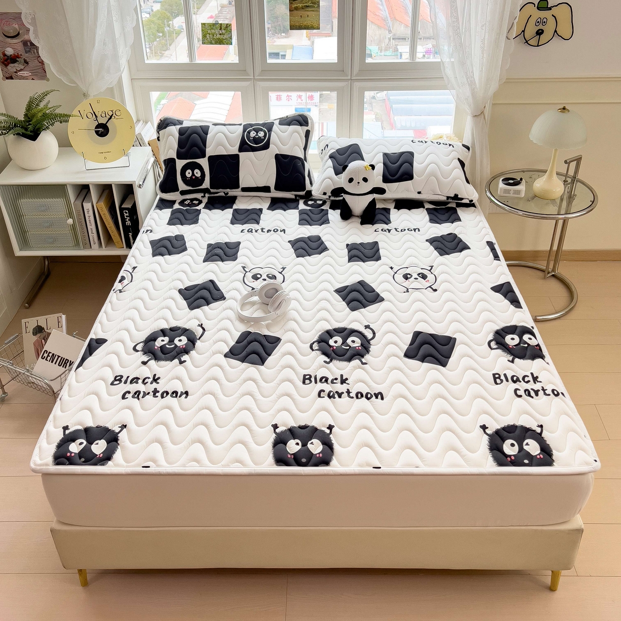 91家纺网 家纺一手货源 找家纺 希廷顿 2026新款印花夹棉防水床垫 小煤球