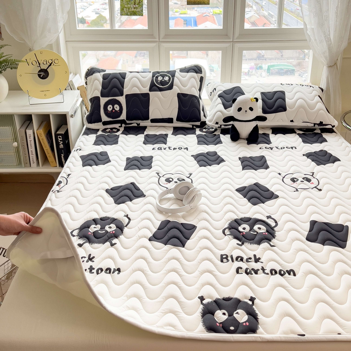 91家纺网 家纺一手货源 找家纺 希廷顿 2026新款印花夹棉防水床垫 小煤球