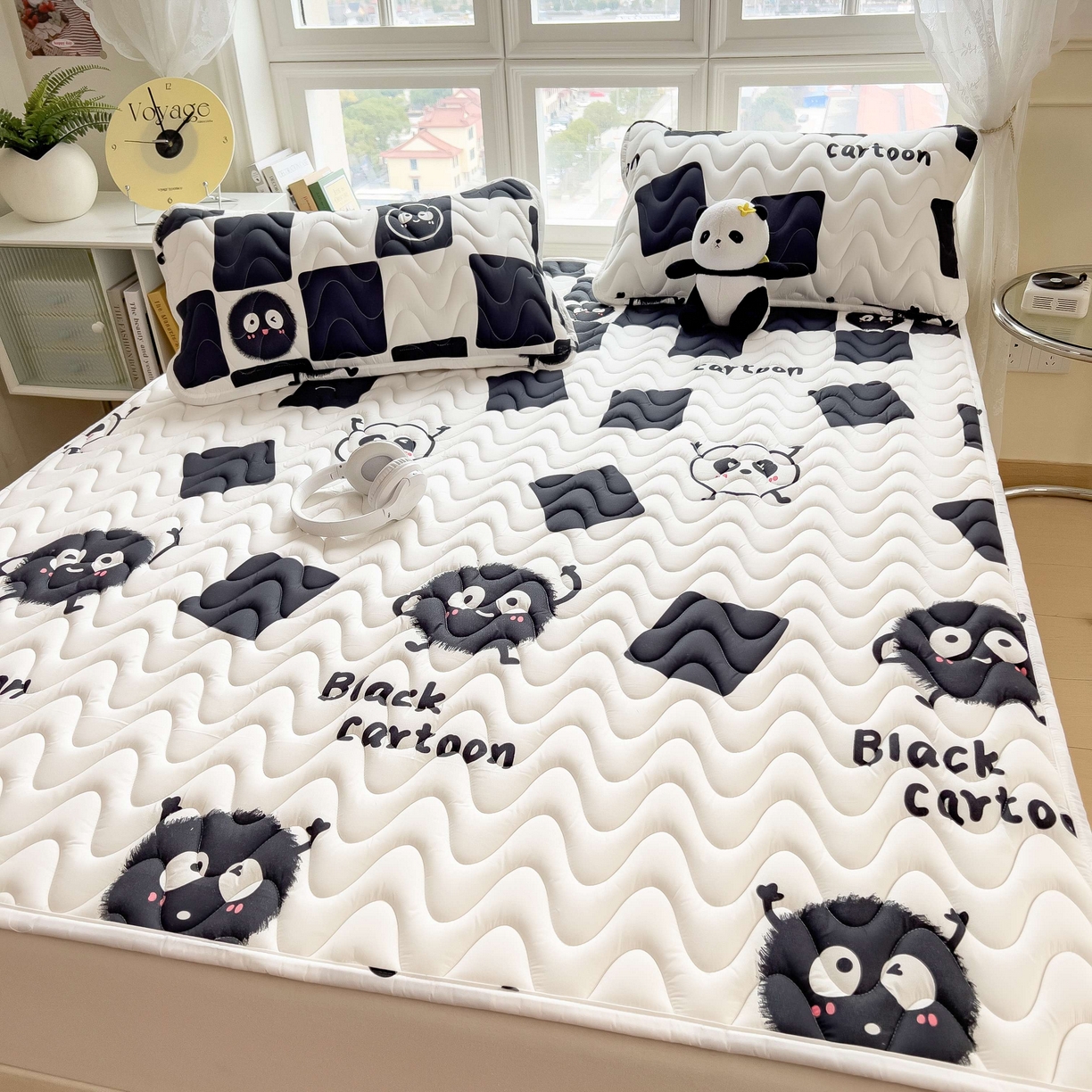 91家纺网 家纺一手货源 找家纺 希廷顿 2026新款印花夹棉防水床垫 小煤球