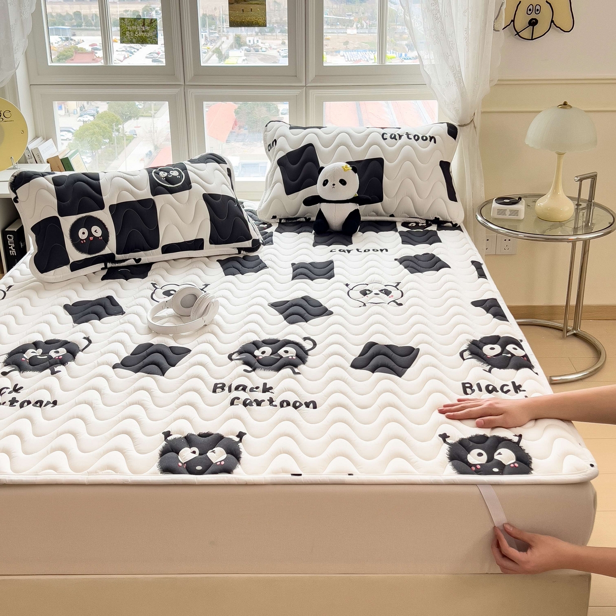 91家纺网 家纺一手货源 找家纺 希廷顿 2026新款印花夹棉防水床垫 小煤球