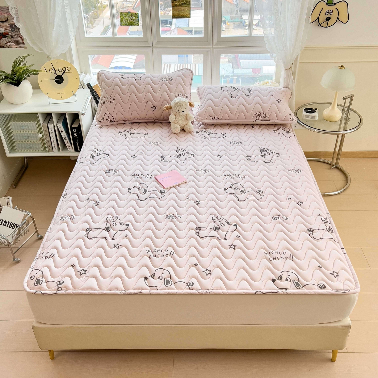 91家纺网 家纺一手货源 找家纺 希廷顿 2026新款印花夹棉防水床垫 星星犬