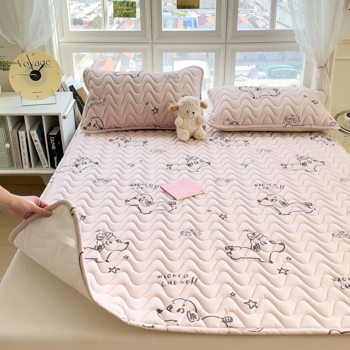 91家纺网 家纺一手货源 找家纺 希廷顿 2026新款印花夹棉防水床垫 星星犬