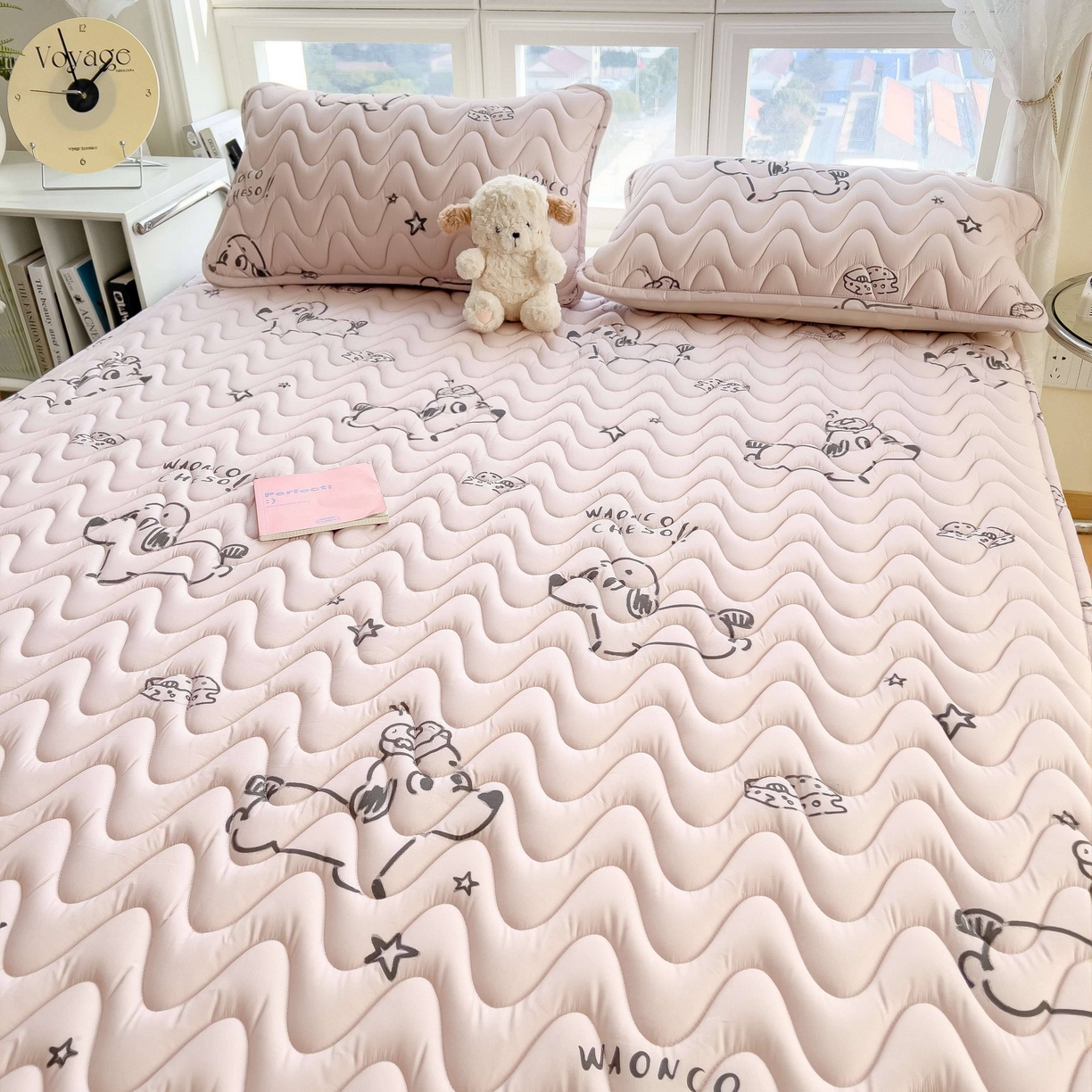 91家纺网 家纺一手货源 找家纺 希廷顿 2026新款印花夹棉防水床垫 星星犬