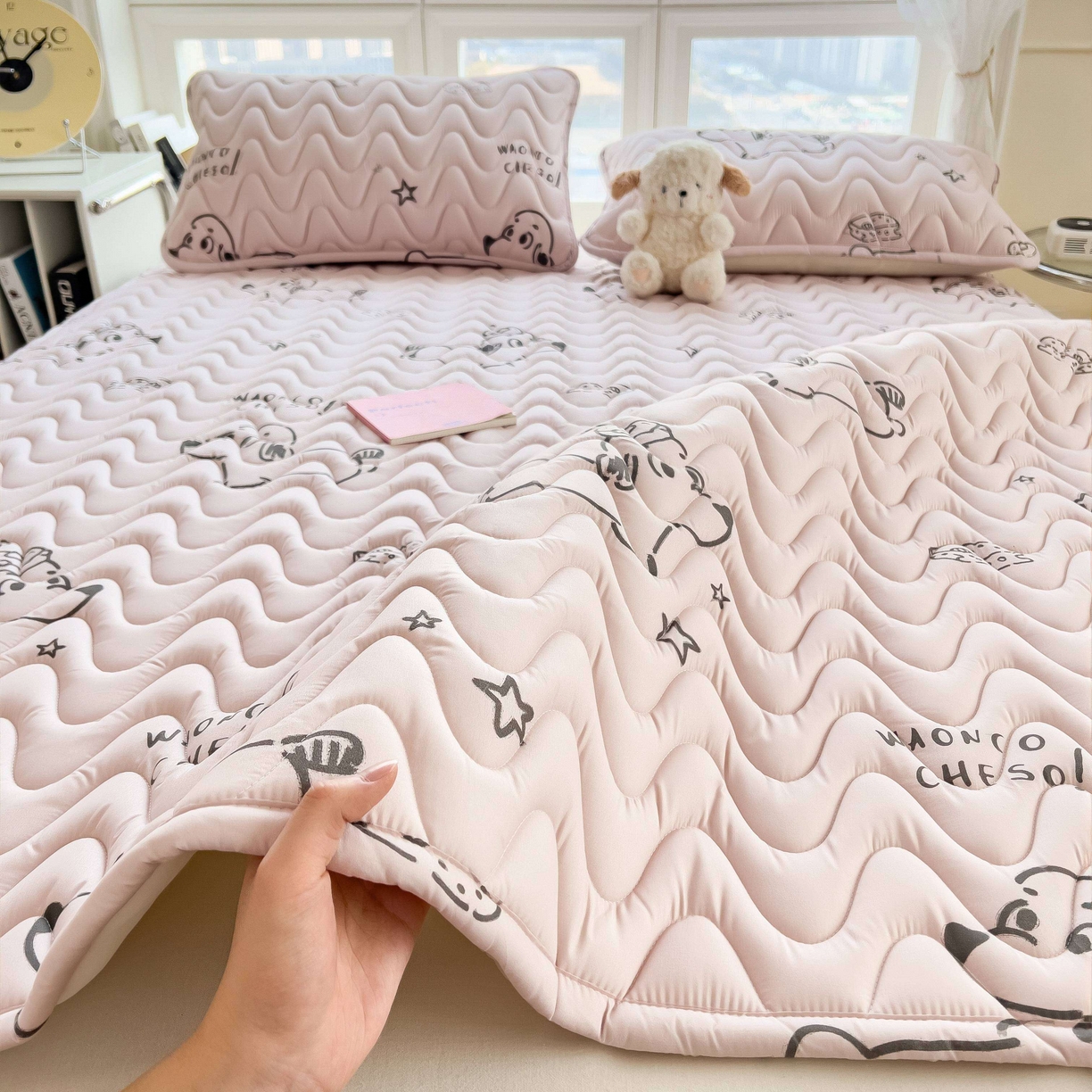 91家纺网 家纺一手货源 找家纺 希廷顿 2026新款印花夹棉防水床垫 星星犬