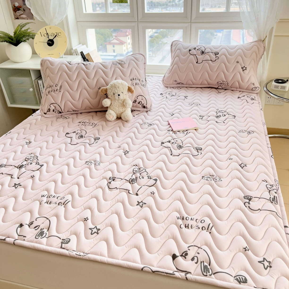 91家纺网 家纺一手货源 找家纺 希廷顿 2026新款印花夹棉防水床垫 星星犬