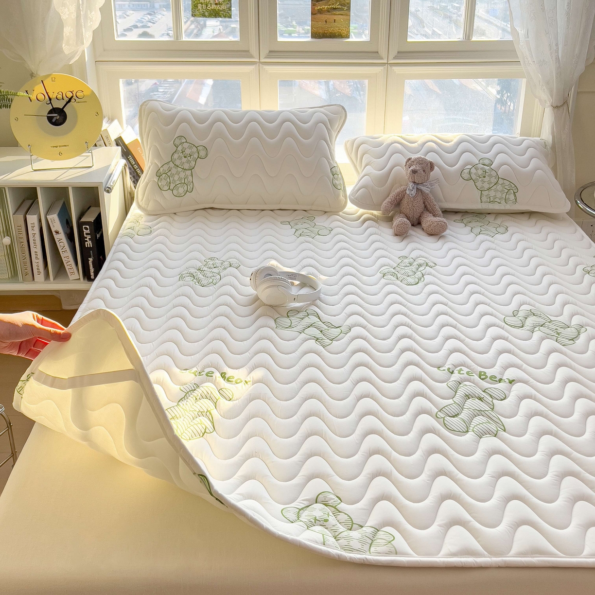 91家纺网 家纺一手货源 找家纺 希廷顿 2026新款印花夹棉防水床垫 熊本熊