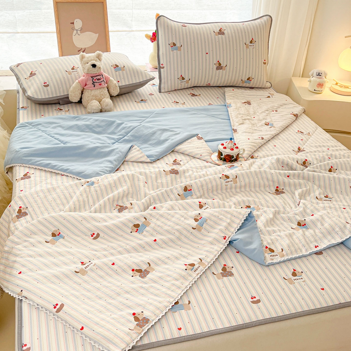 91家纺网 家纺一手货源 找家纺 川悦生活 2026新款凉感冰丝席大床小阪冰丝凉席 席腊肠甜心